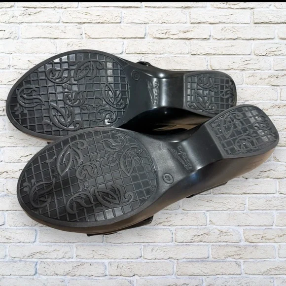 Dansko ‘Donna’ Black Patent Sandal With Flower Size 40 US Sz 9 9.5 10 - Picture 9 of 10